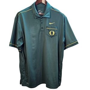 Nike Oregon Ducks Dri-FIT Polo Shirt Mens XL Green Textured Short Sleeve Golf